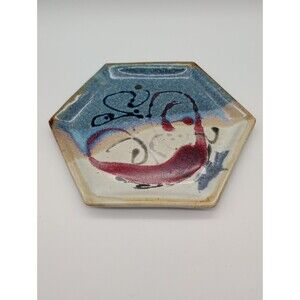 Vintage Studio Pottery Tray Octagonal Abstract MTC 1998 Signed Reyes